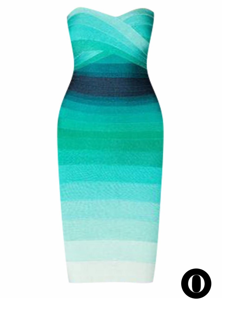 Hervé Léger Izzie Green Opal Combo Strapless Ombre Bandage Dress Size XS - Picture 4 of 13